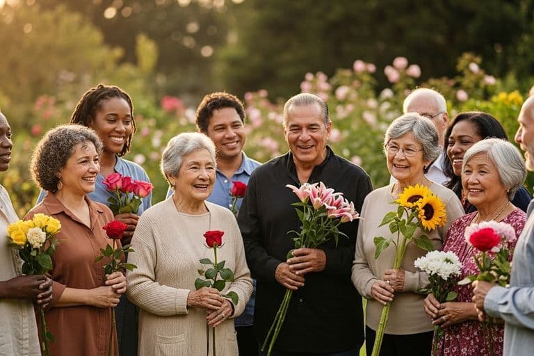 Family and friends gathered outdoors for a warm celebration of life ceremony