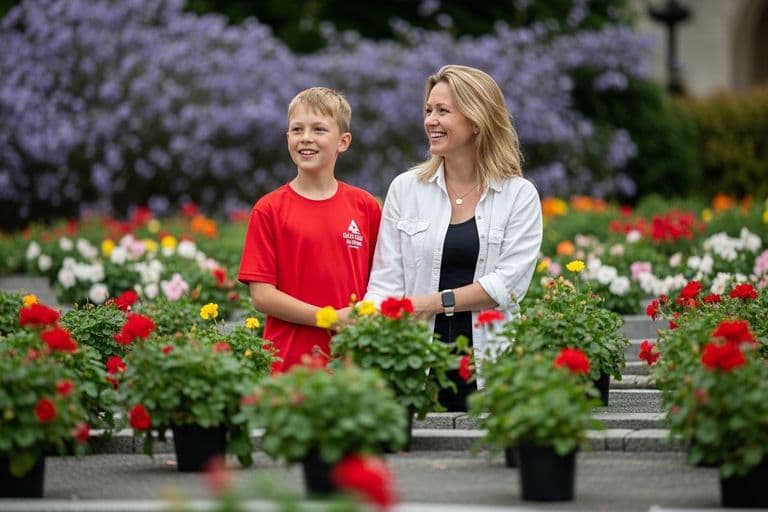 A peaceful, sunlit natural burial ground with a focus on blooming wildflowers and a young couple quietly reflecting near a simple, unmarked wooden marker, conveying serenity and connection to nature.