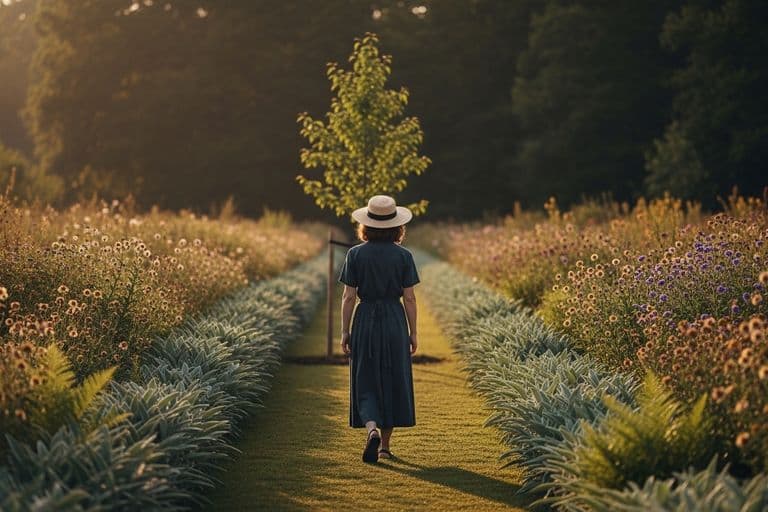 A middle-aged woman looking thoughtfully out a window, with soft, natural light illuminating her face. A blurred background suggests a peaceful home environment.