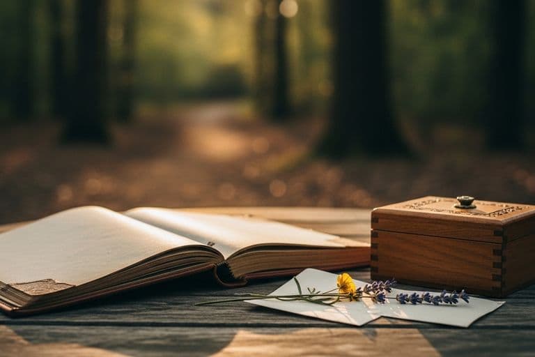 A serene, sun-dappled forest clearing with a single, healthy sapling planted in the center, surrounded by soft green moss and fallen leaves. Golden hour light filters through the trees, creating a peaceful and contemplative atmosphere.