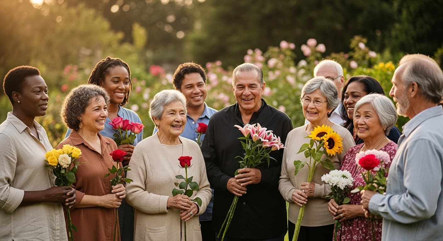 Family and friends gathered outdoors for a warm celebration of life ceremony
