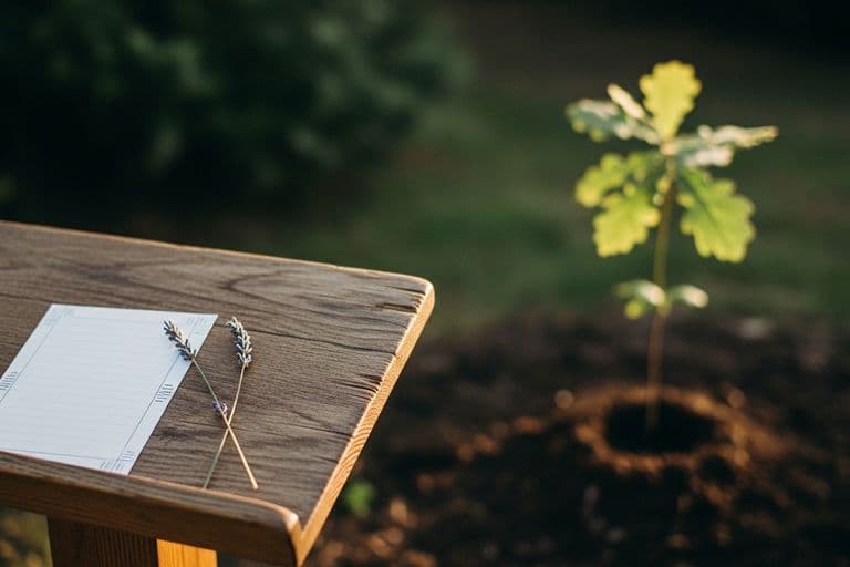 A peaceful garden bench in the soft morning light